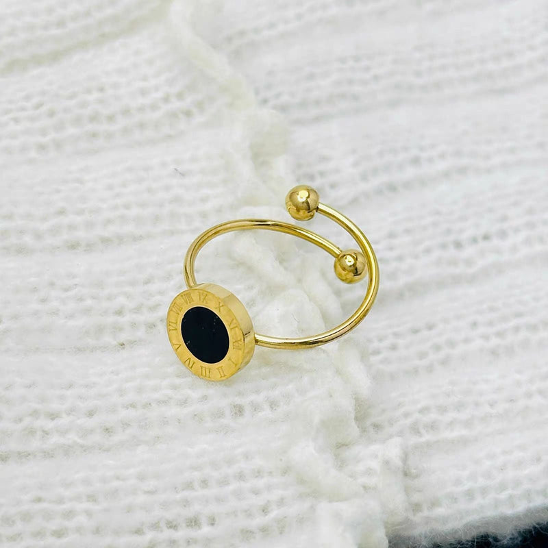 Black Round Adjustable Ring