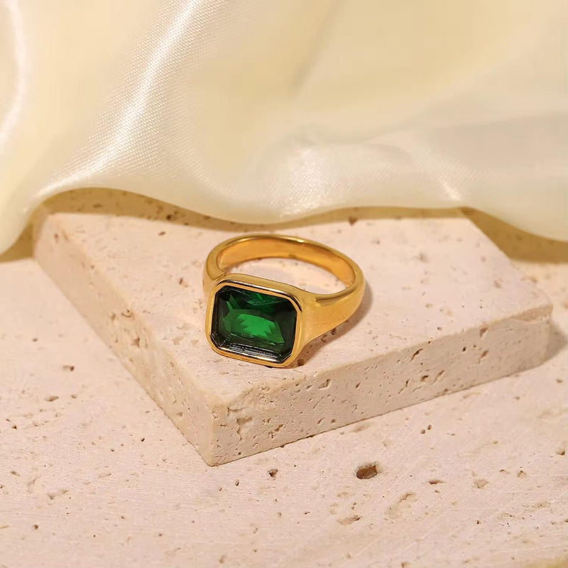 Green Big Stone Ring